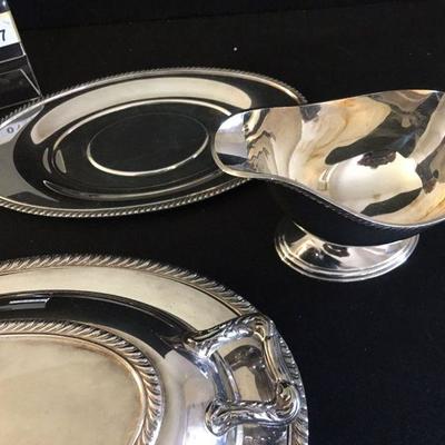 Vintage Silverplate set - Nice Covered Dish, Covered Butter Dish and Elegant Gravy Boat