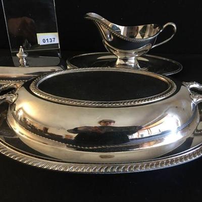 Vintage Silverplate set - Nice Covered Dish, Covered Butter Dish and Elegant Gravy Boat