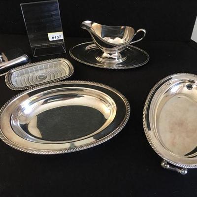Vintage Silverplate set - Nice Covered Dish, Covered Butter Dish and Elegant Gravy Boat