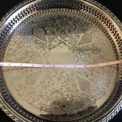 2 Vintage Silverplate trays - 1 round, 1 oval and a Casserole dish with glass insert