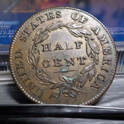 1832 1/2 cent , Braided liberty coin. VF./ rare.