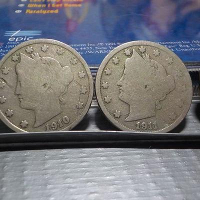 1910, 1911, 1912 V . Nickel . silver.