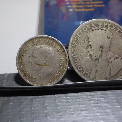 180? King Georglvs V/ deihra Rex et,/ 1949 Belguim 5 fr./ 10 cent 1943 canadian.
