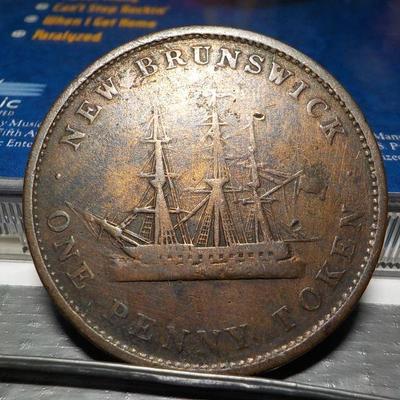 1843 New Brunswick one penny Token.