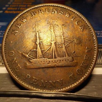 1843 New Brunswick one penny Token.