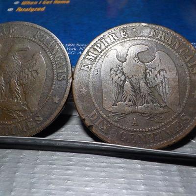 1854 and a 1862 Napoleon 111 coins