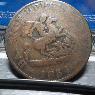 1854 Half penny Token.