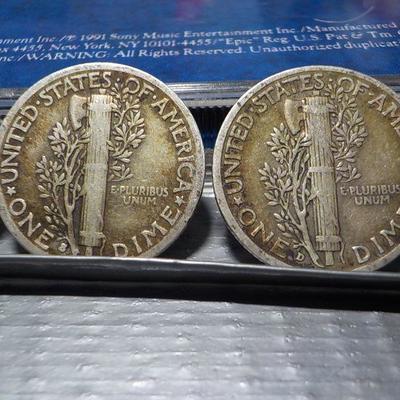 4- Mercury dimes 1942, 1942, 1935, 1937. 