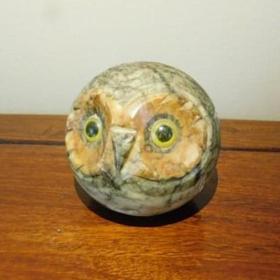 Alabaster Hand Carved Owl Paper Weight 3