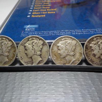 4 - Mercury Dimes- 1939,41,45, 38