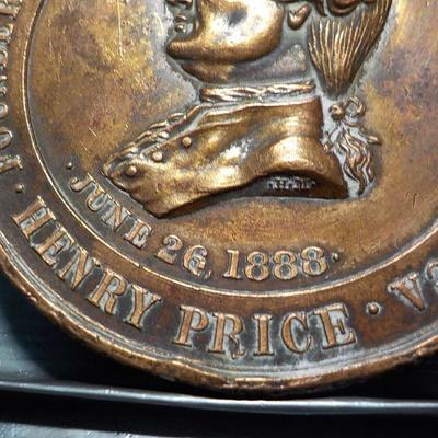 Founder Medallion Of " 1888 Henry Price Masonic Lodge Medallion". Boston.