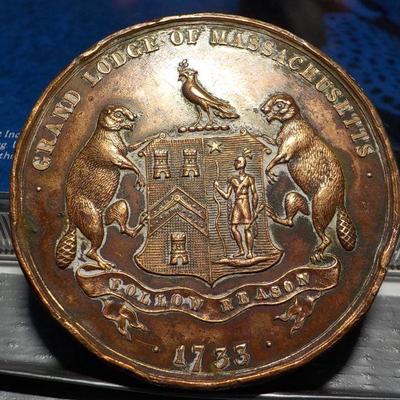 Founder Medallion Of " 1888 Henry Price Masonic Lodge Medallion". Boston.
