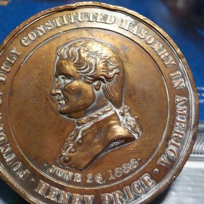 Founder Medallion Of " 1888 Henry Price Masonic Lodge Medallion". Boston.