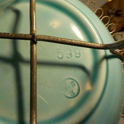 !800's Majolica and wire art.