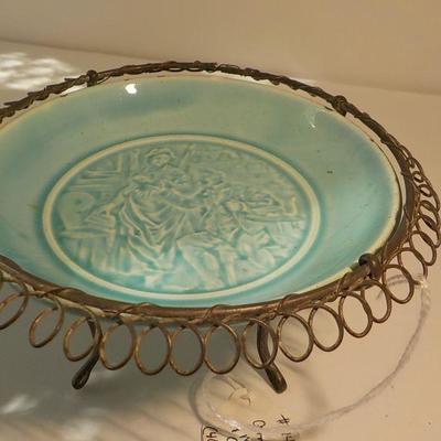 !800's Majolica and wire art.