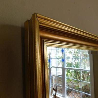 Wood Framed Gilded Beveled Glass Formal Wall Mirror 41
