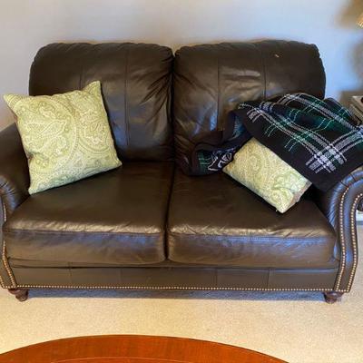 Ethan Allen Leather Love Seat
