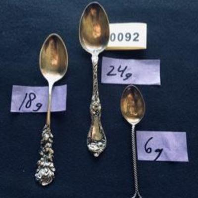 Lot of Three Different Sterling Silver Spoons 24g; 18g; 6g