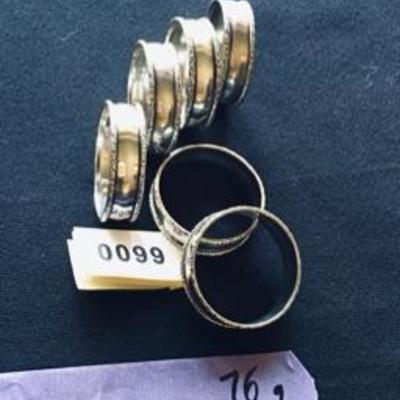 Lot of Six Matching Sterling Silver Napkin Rings 76g