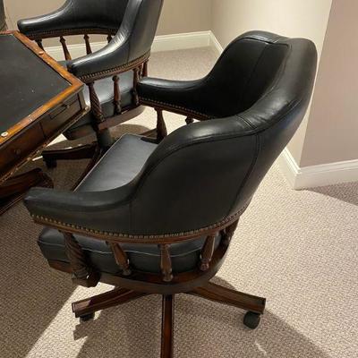Five Leather Spindle Chairs