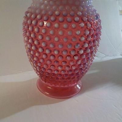 Cranberry Hobnail Vase.