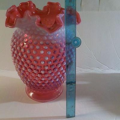 Cranberry Hobnail Vase.