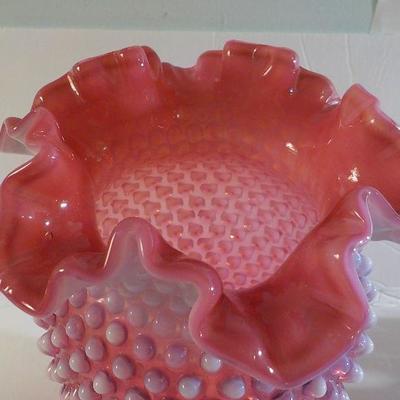 Cranberry Hobnail Vase.