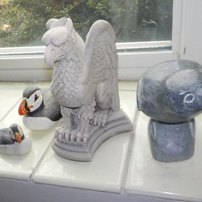 4- Hand made Birds/ stone/ cement and wood ./ Vigilant Gryphon.