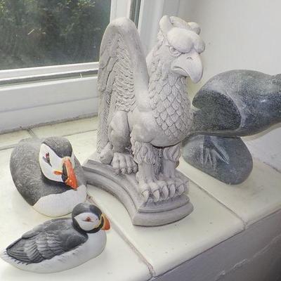 4- Hand made Birds/ stone/ cement and wood ./ Vigilant Gryphon.