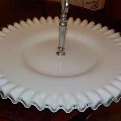 Milk glass by fenton Serving Trays. (2)