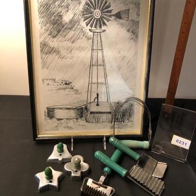Windmill Print - Kitchen Utensils - Vintage Cookie Cutters