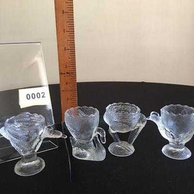 Pressed glass animal egg cups