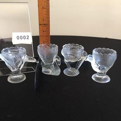 Pressed glass animal egg cups
