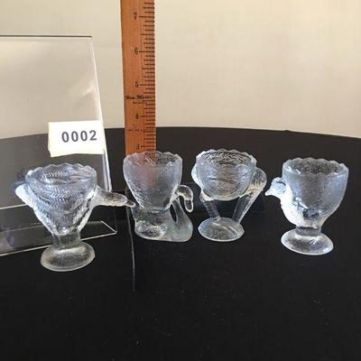 Pressed glass animal egg cups