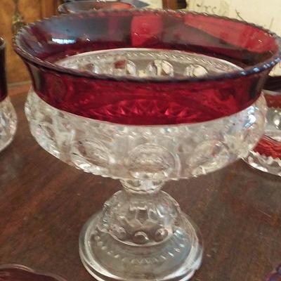 Ruby Edge Lismore Glass Ware Set