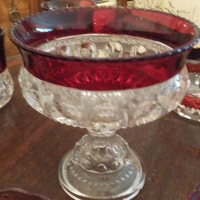 Ruby Edge Lismore Glass Ware Set