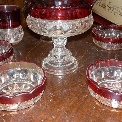 Ruby Edge Lismore Glass Ware Set