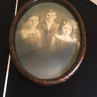 Antique Convex glass and frame photo portrait