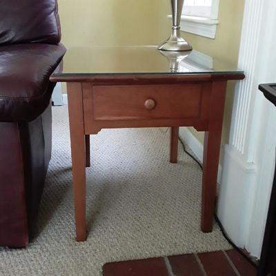 Lot: Coffee table and side table with glass tops