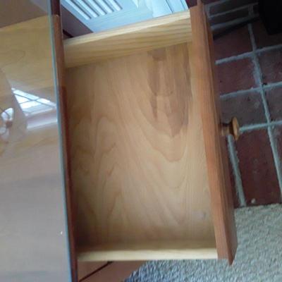 Lot: Coffee table and side table with glass tops