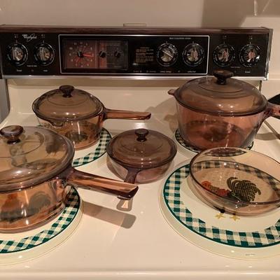 Vintage glass pots & pans
