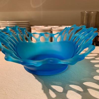 Beautiful blue glass bowl decor