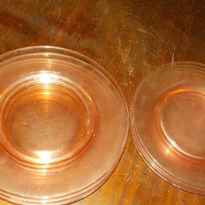 Pink Depression Plates Glass 7 in. and 9 in.