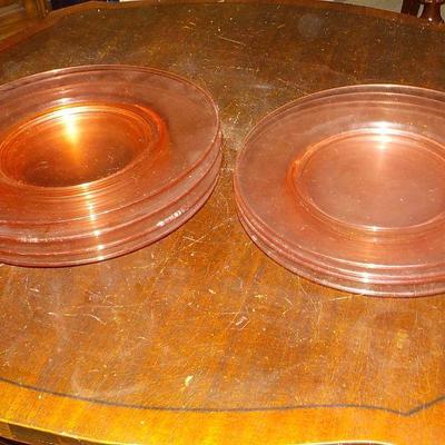 Pink Depression Plates Glass 7 in. and 9 in.