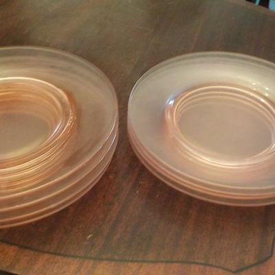 Pink Depression Plates Glass 7 in. and 9 in.