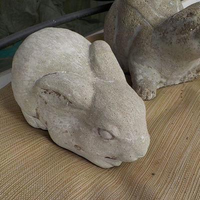 Cement Art Squirrel and Rabbit.