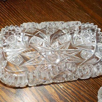 Elegant Cut glass dish & napkin cut glass weights.