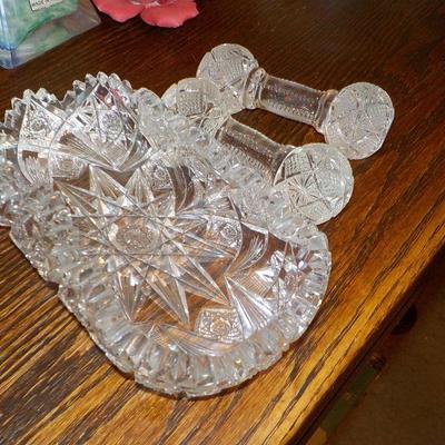 Elegant Cut glass dish & napkin cut glass weights.