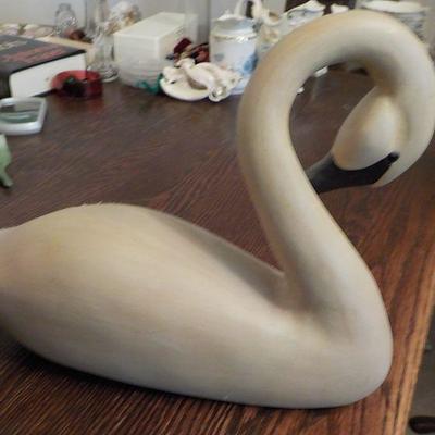 Wood hand carved Swan by James Haddon/ signed.