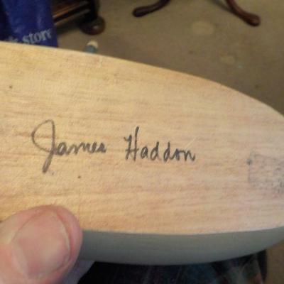Wood hand carved Swan by James Haddon/ signed.